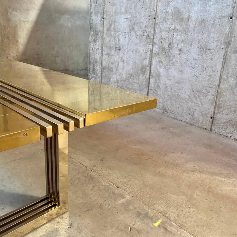 Brutalist Italian Brass Dining Table, 1975 8