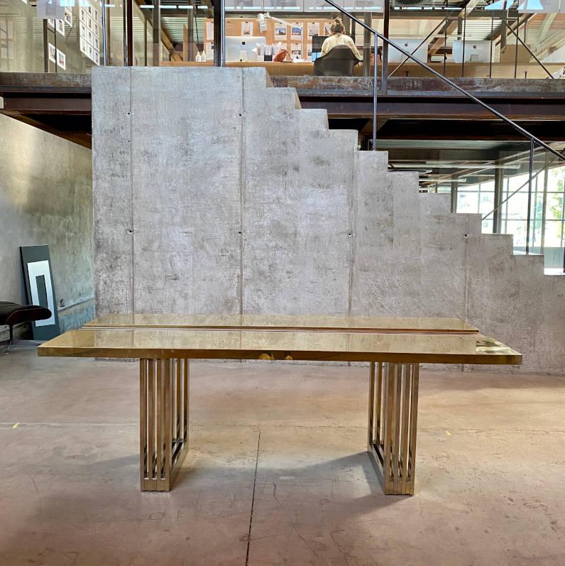 Mid-Century Modern Brutalist Italian Brass Dining Table, 1975