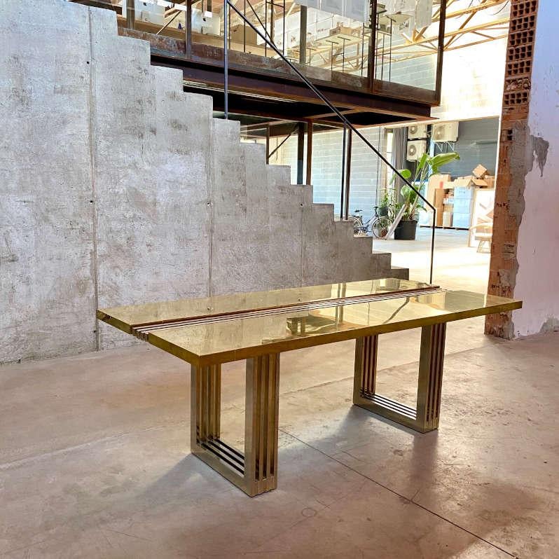 Brutalist Italian Brass Dining Table, 1975 In Good Condition In Lonigo, Veneto