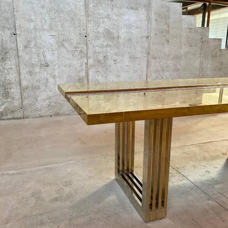 Brutalist Italian Brass Dining Table, 1975 3