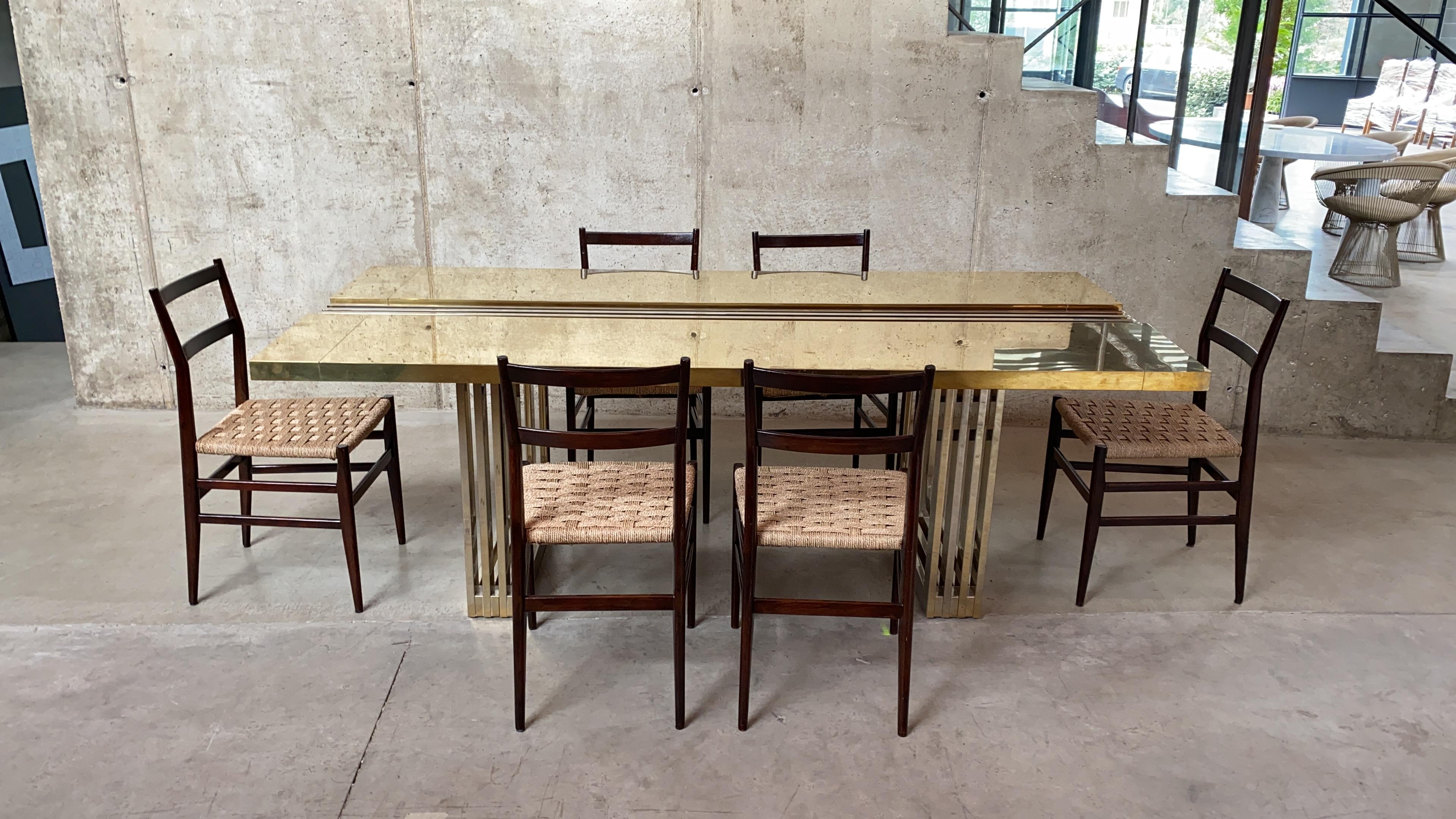 Steel Brutalist Italian Brass Dining Table, 1975