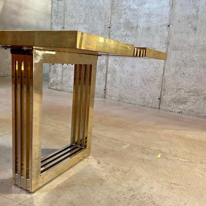 Brutalist Italian Brass Dining Table, 1975 4