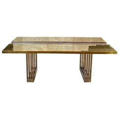 Brutalist Italian Brass Dining Table, 1975