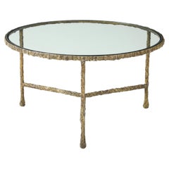 Brutalist Italian Bronze"Signed" Round Coffee Table