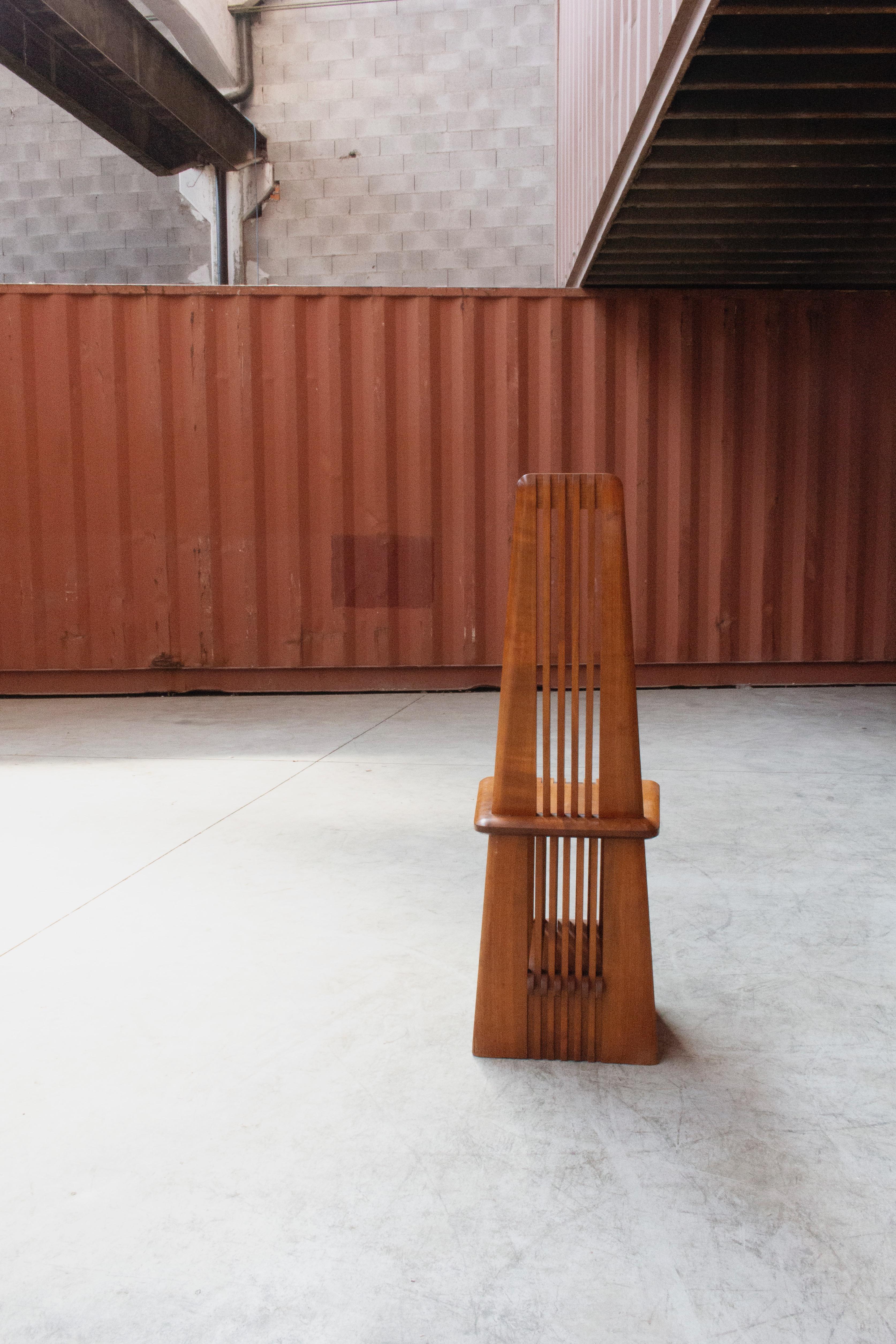 Brutalist Dining Chairs in Walnut, Italy, 1970's, Set of 8 8