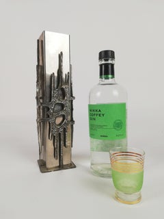 Brutalist Italian Steel Vase in the Style of Luciano Frigerio, Italy 1970s