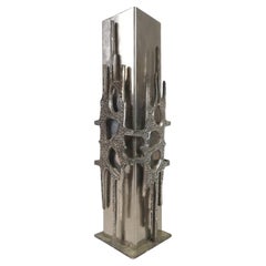 Brutalist Italian Steel Vase in the Style of Luciano Frigerio, Italy 1970s