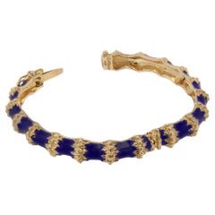 Jack Gutschneider, bracelet jonc brutaliste en or 14 carats et émail bleu 29,7