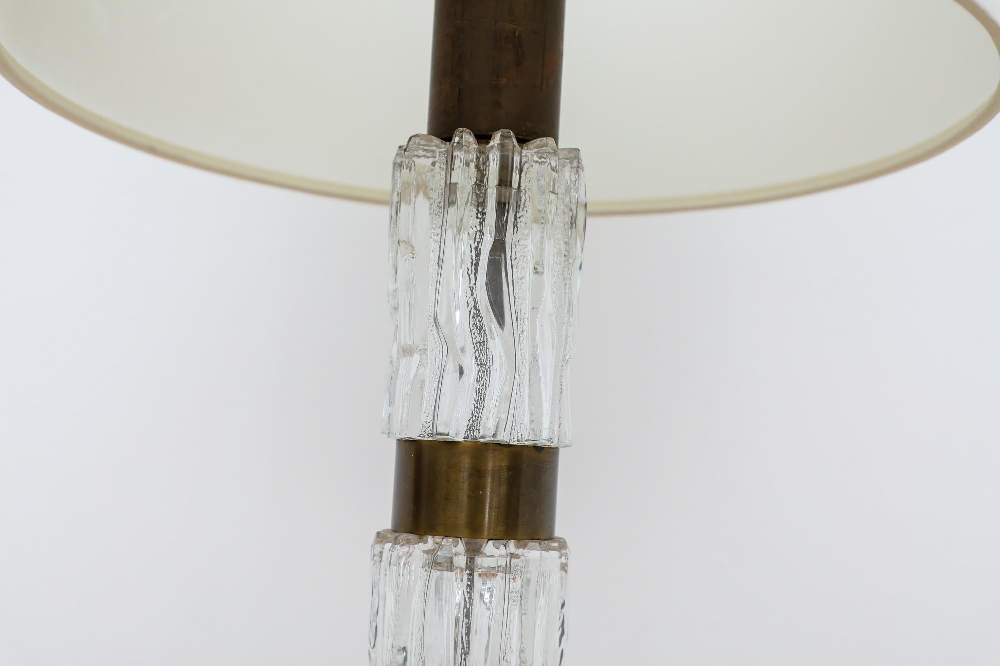 Brutalist Kalmar Cast Glass and Brass Table Lamp by Richard Essig For Sale 3
