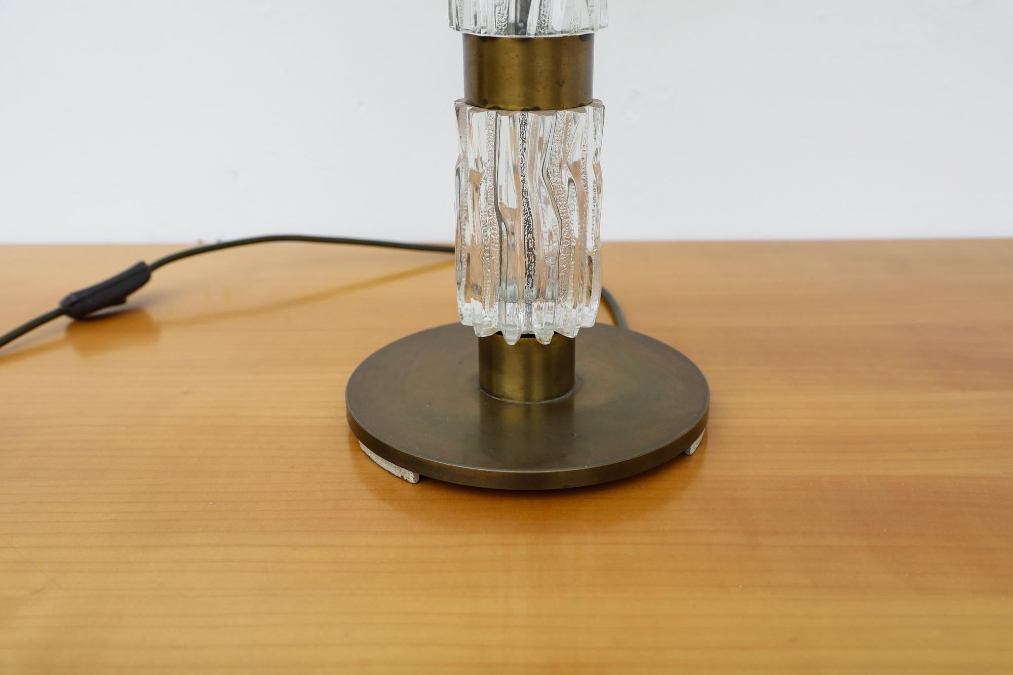 Brutalist Kalmar Cast Glass and Brass Table Lamp by Richard Essig For Sale 4