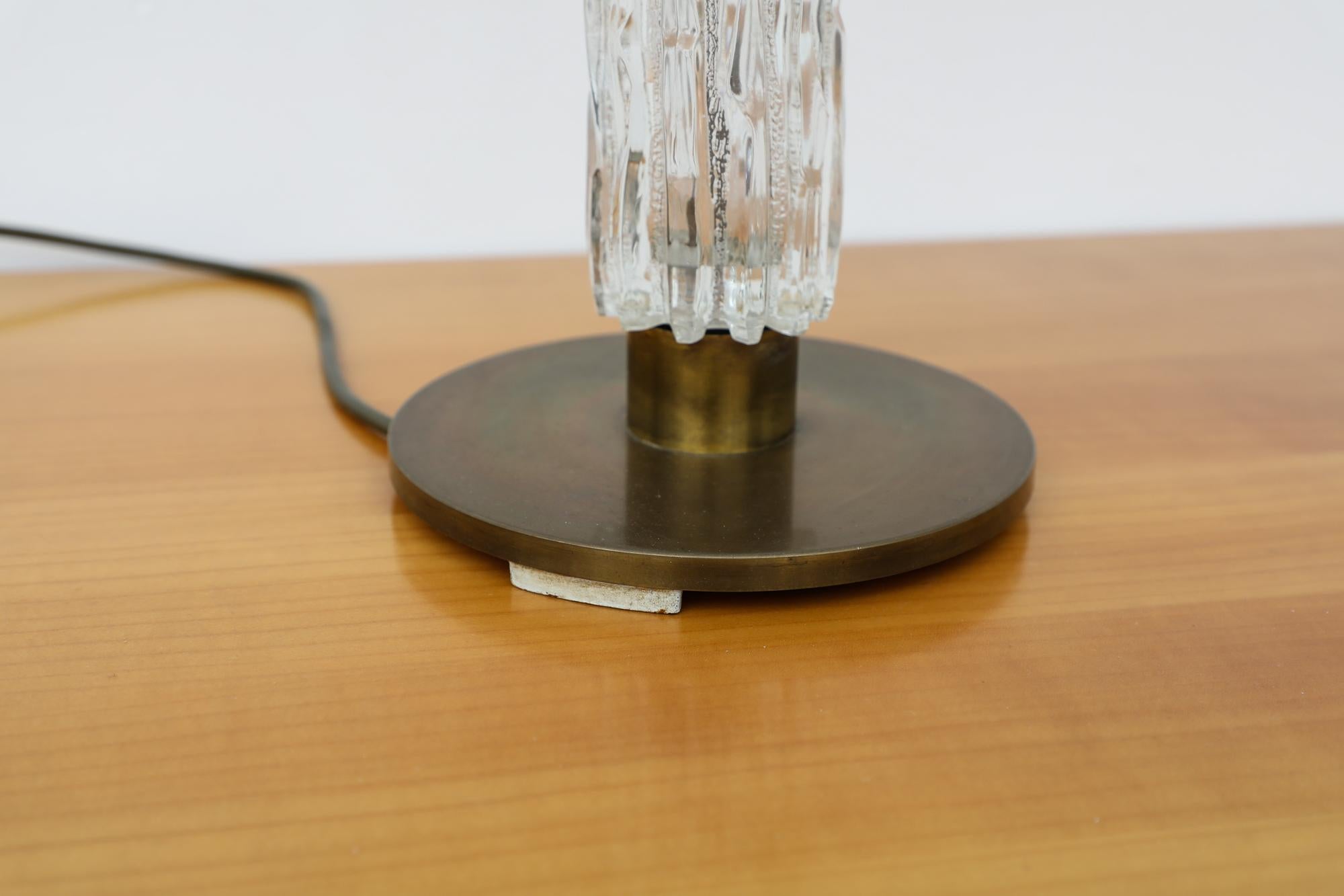 Brutalist Kalmar Cast Glass and Brass Table Lamp by Richard Essig For Sale 5