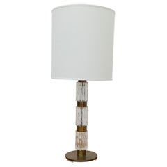Lampe de bureau brutaliste Kalmar en verre moulé et laiton de Richard Essig