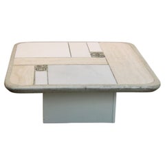 Brutalist Kingma One-Off White Marble and Brass Artwork Coffee Table