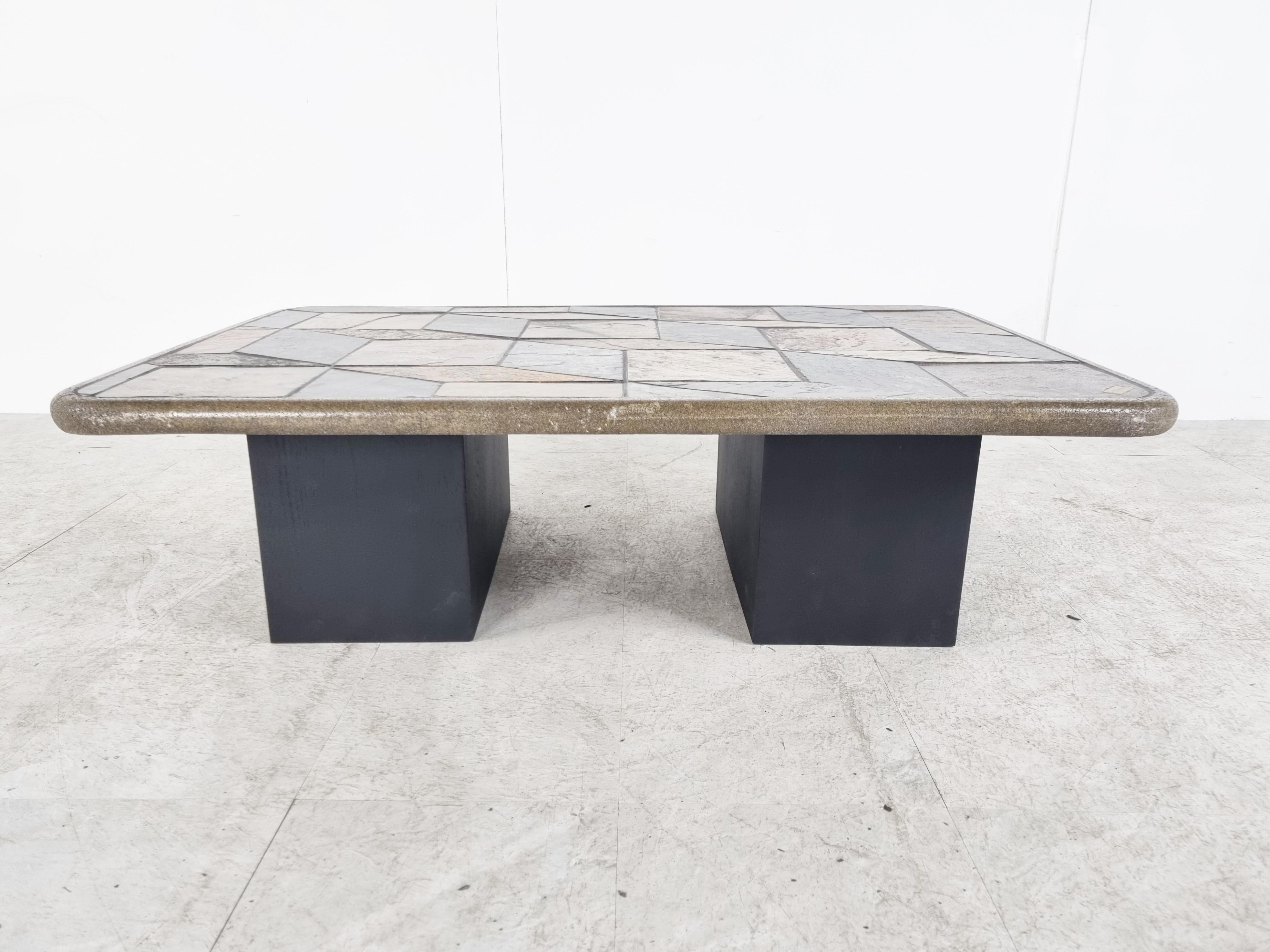 Late 20th Century Brutalist Kingma style coffee table, 1970s For Sale