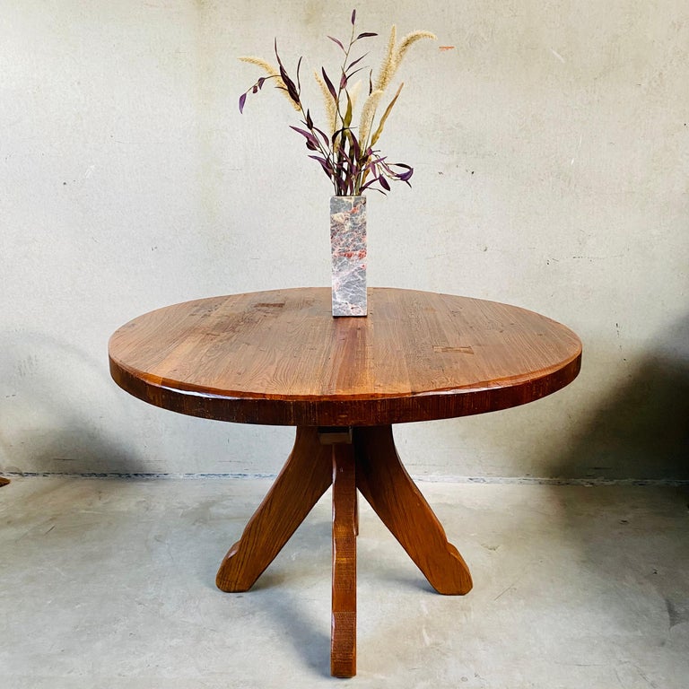 Brutalist Kunstmeubelen De Puydt Solid Round Rustic Oak
