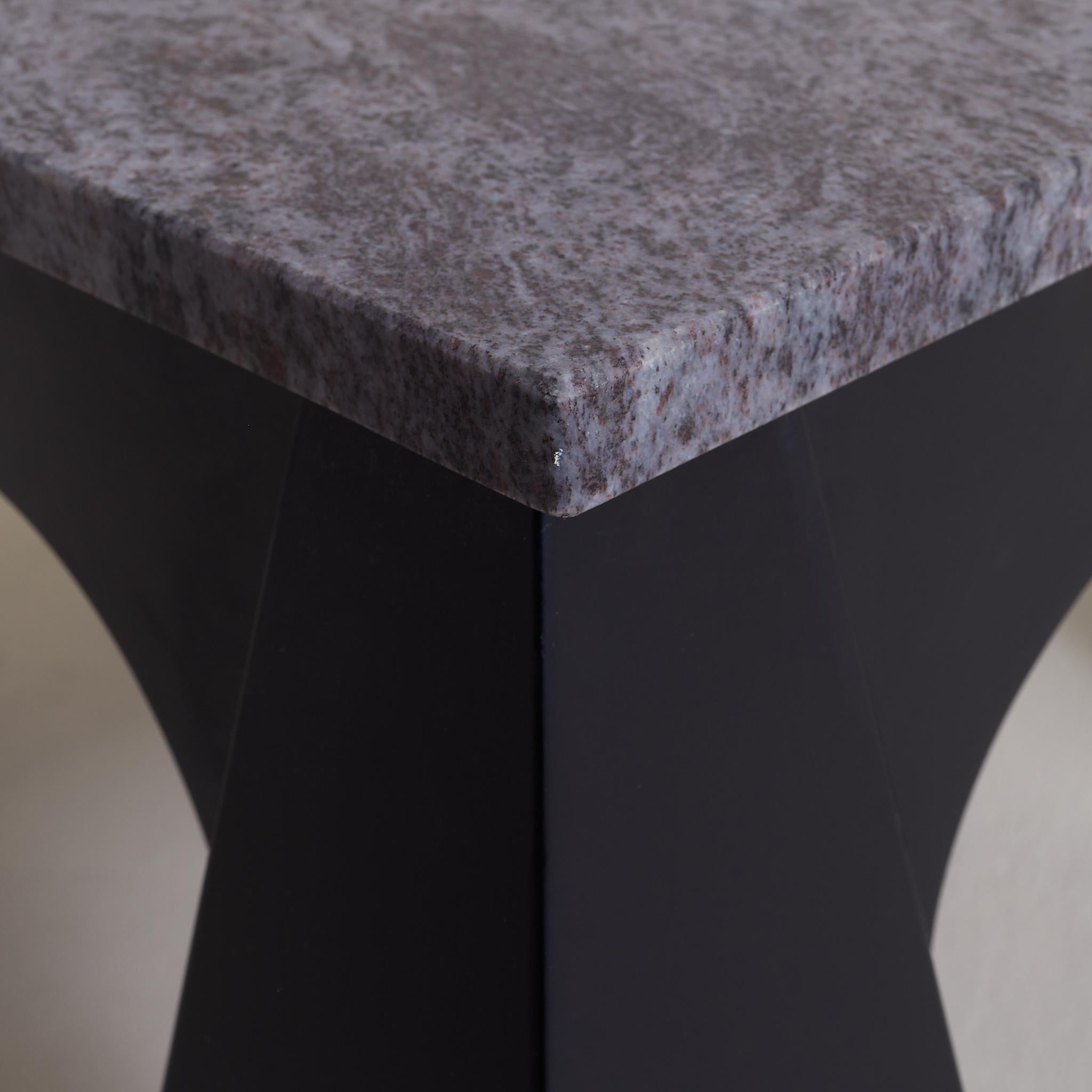 Brutalist Lacquered Wood + Marble Coffee Table, Italy, 1980s 5