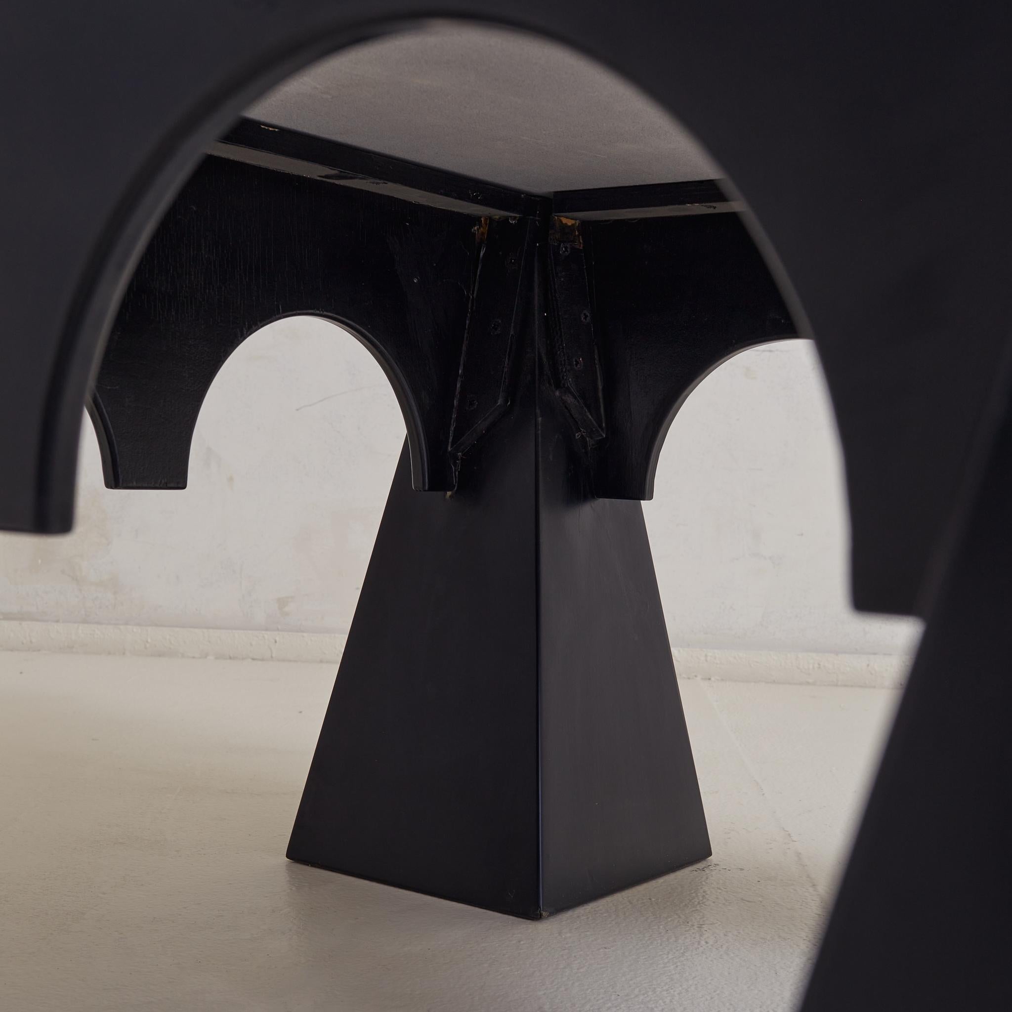 Brutalist Lacquered Wood + Marble Coffee Table, Italy, 1980s 7