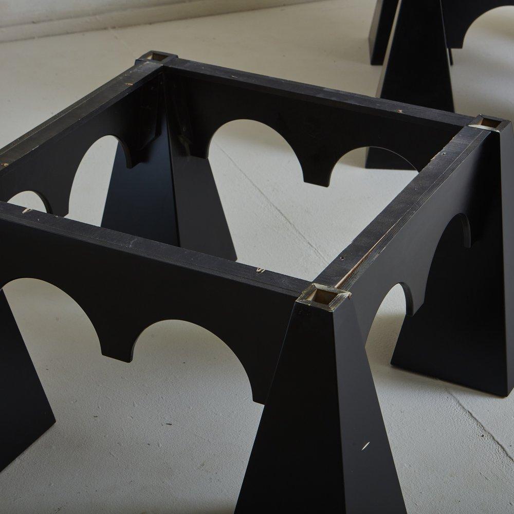 Brutalist Lacquered Wood + Marble Coffee Table, Italy, 1980s For Sale 8