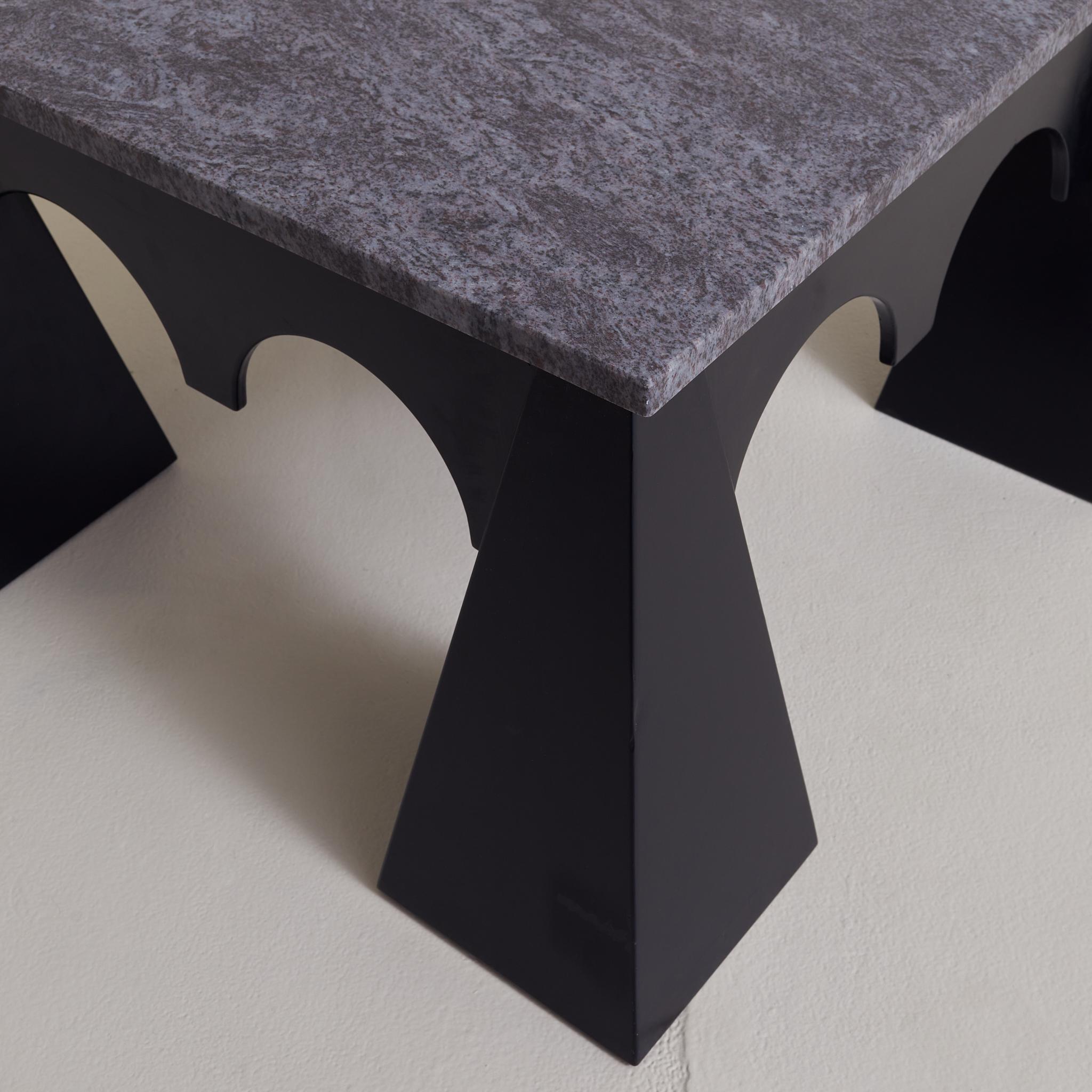 Brutalist Lacquered Wood + Marble Coffee Table, Italy, 1980s 4