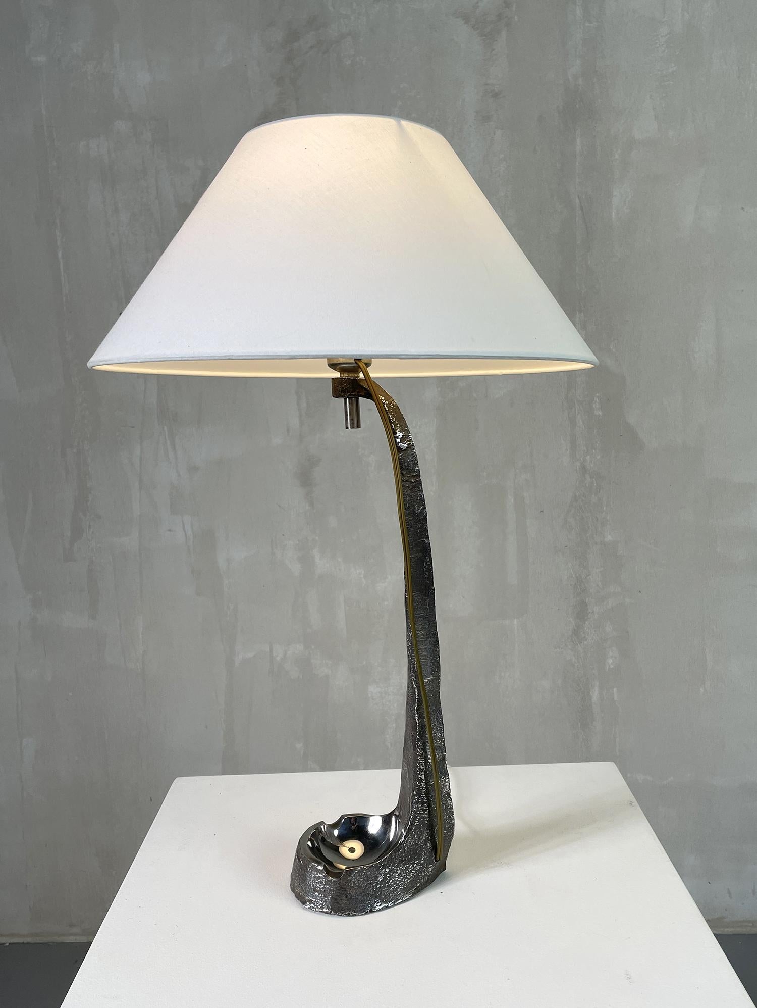 Brutalist Lamp Base in Stainless Steel, 1970 For Sale 6