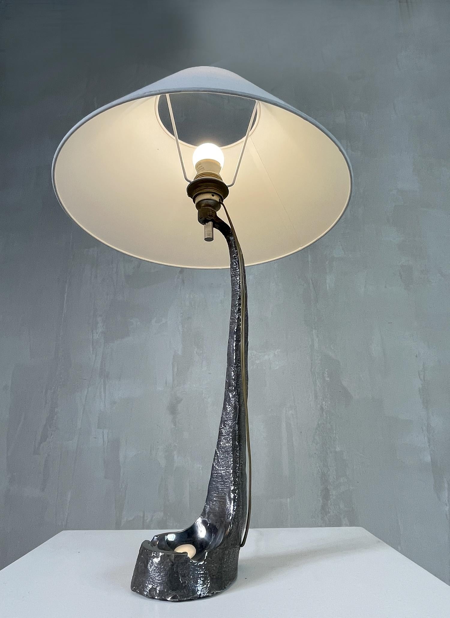 Brutalist Lamp Base in Stainless Steel, 1970 For Sale 7
