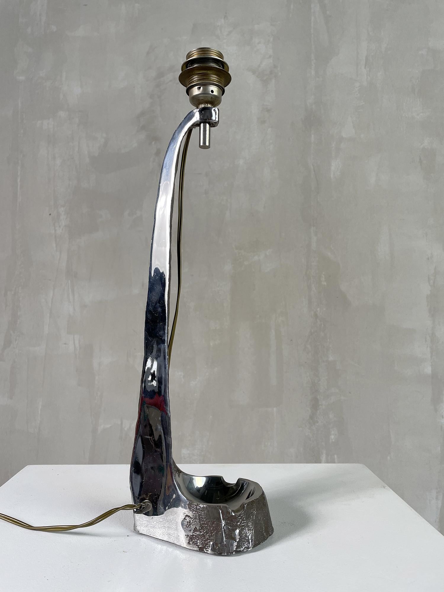 Late 20th Century Brutalist Lamp Base in Stainless Steel, 1970 For Sale