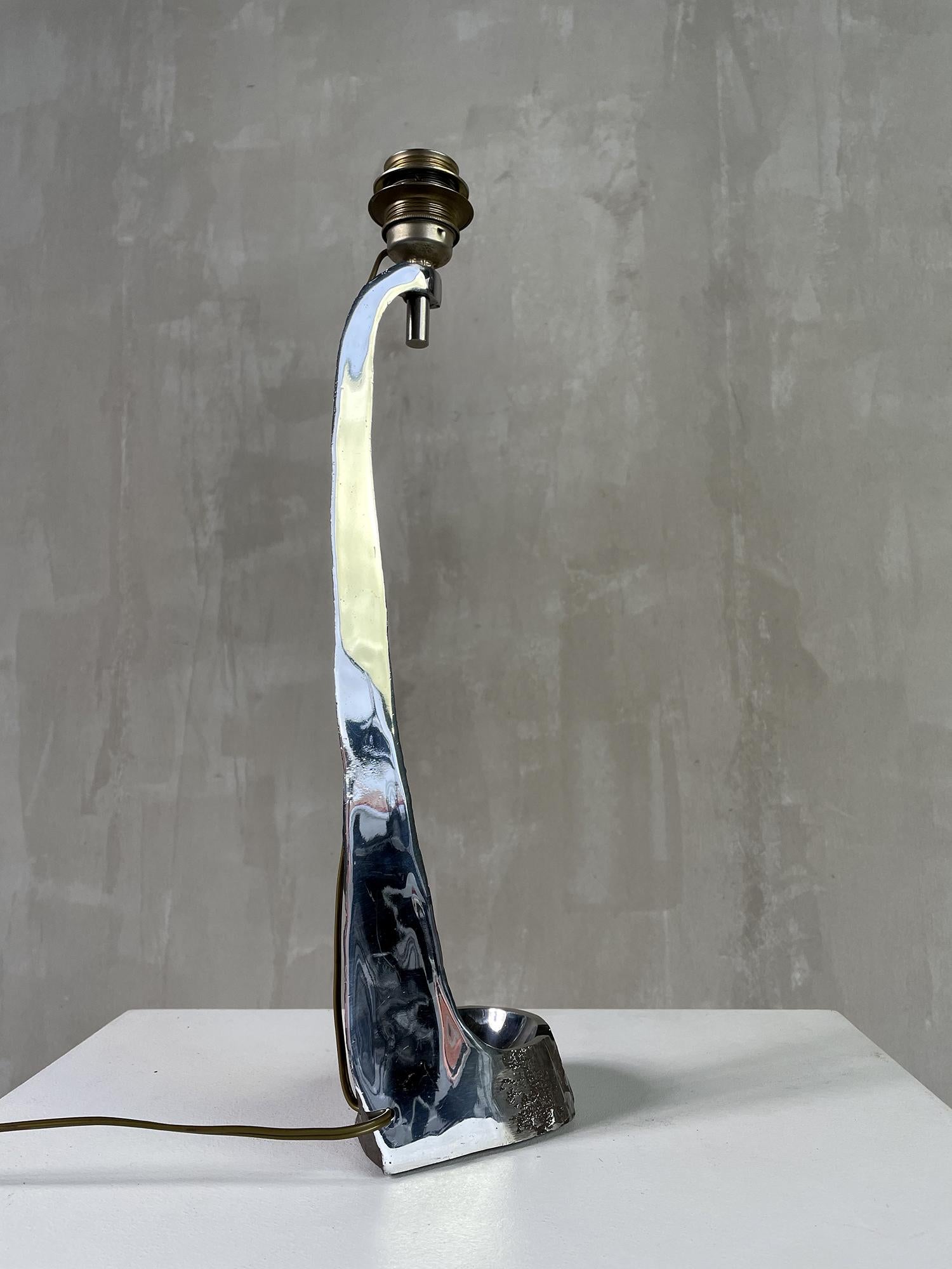 Brutalist Lamp Base in Stainless Steel, 1970 For Sale 1