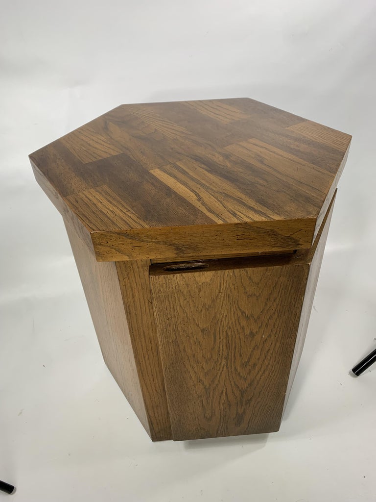 Gorgeous midcentury Brutalist end table made by lane. Piece is very well made and heavy. Great design and gorgeous wood grain.