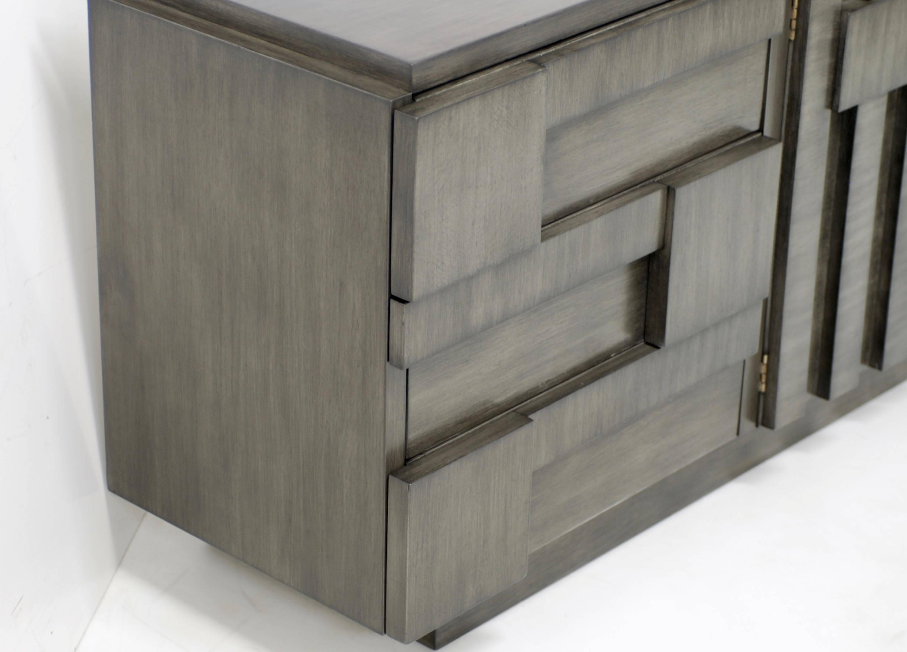 Brutalist Lane Mosaic Line Charcoal Gray Cabinet or Credenza 3