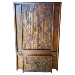 Brutalist Lane Pueblo Mosaic Highboy Armoire