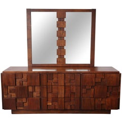 Brutalist Lane Walnut Dresser in the Manner of Paul Evans