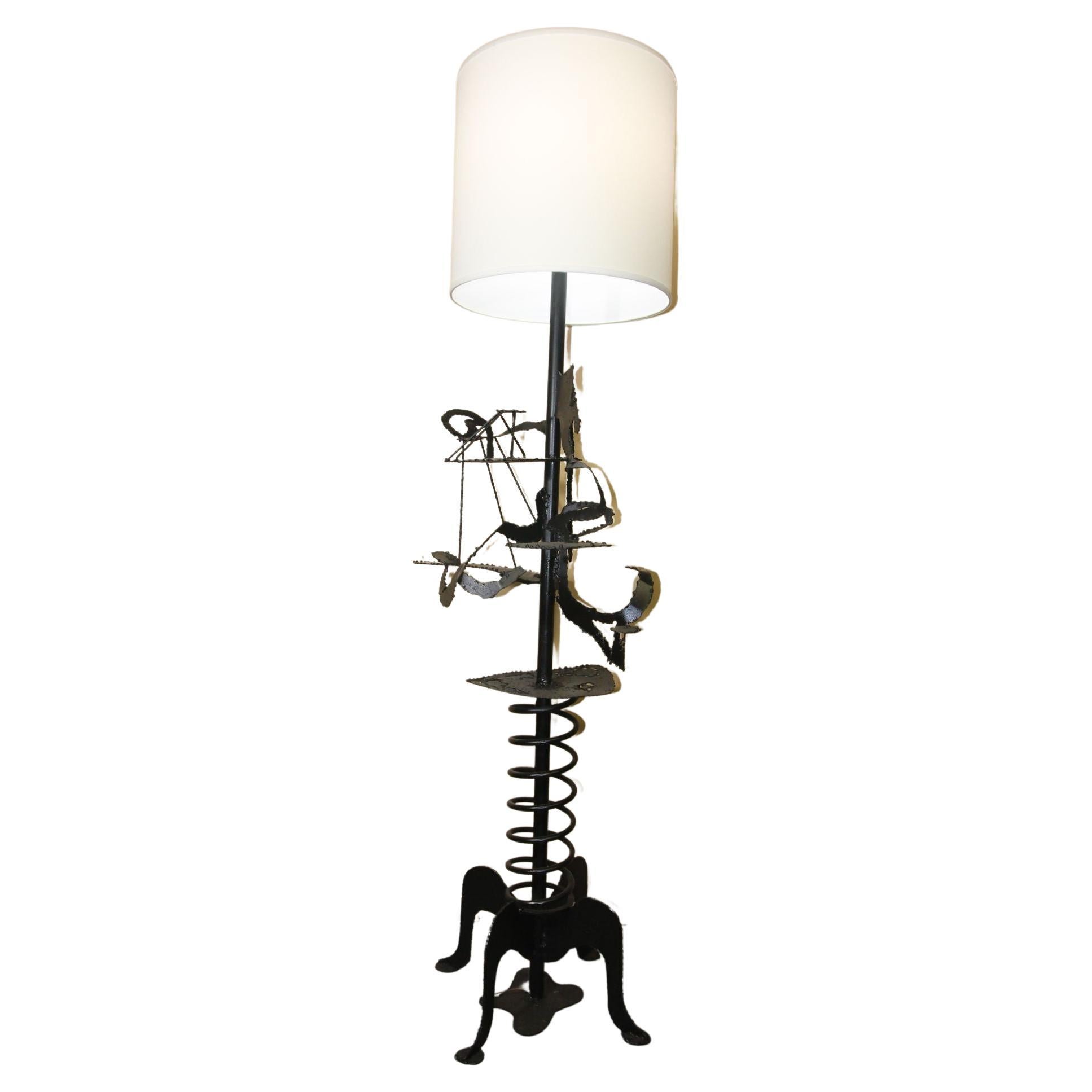 Brutalist Large Artist Made Floor Lamp For Sale