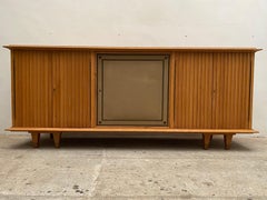 Brutalist Large Sideboard with Slatted Front 1940s De Coene, Belgium