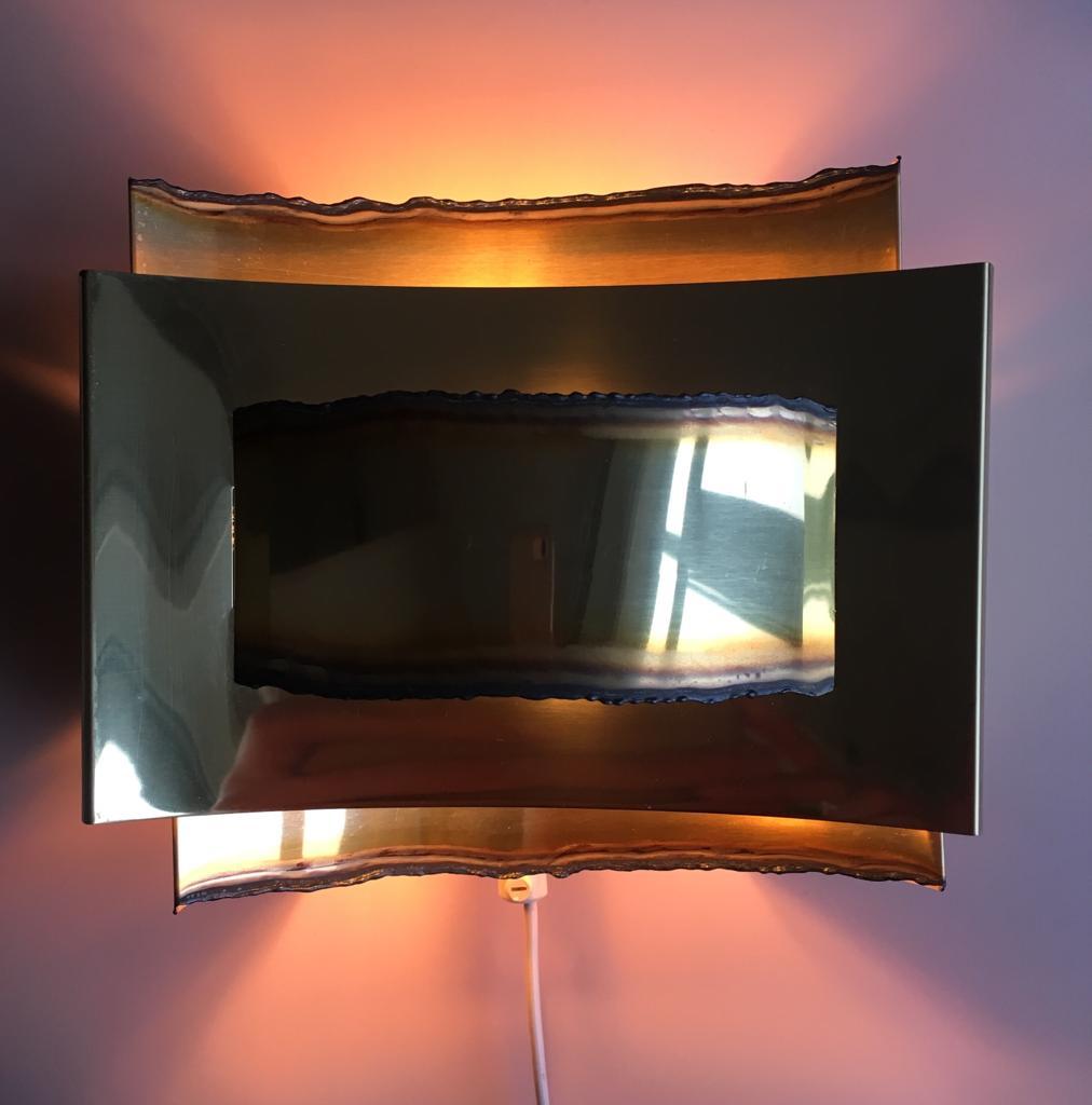 Mid-20th Century Brutalist Large Gilt Brass Wall Light by Svend Aage Holm Sorensen, 1960s For Sale