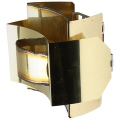 Vintage Brutalist Large Gilt Brass Wall Light by Svend Aage Holm Sorensen, 1960s