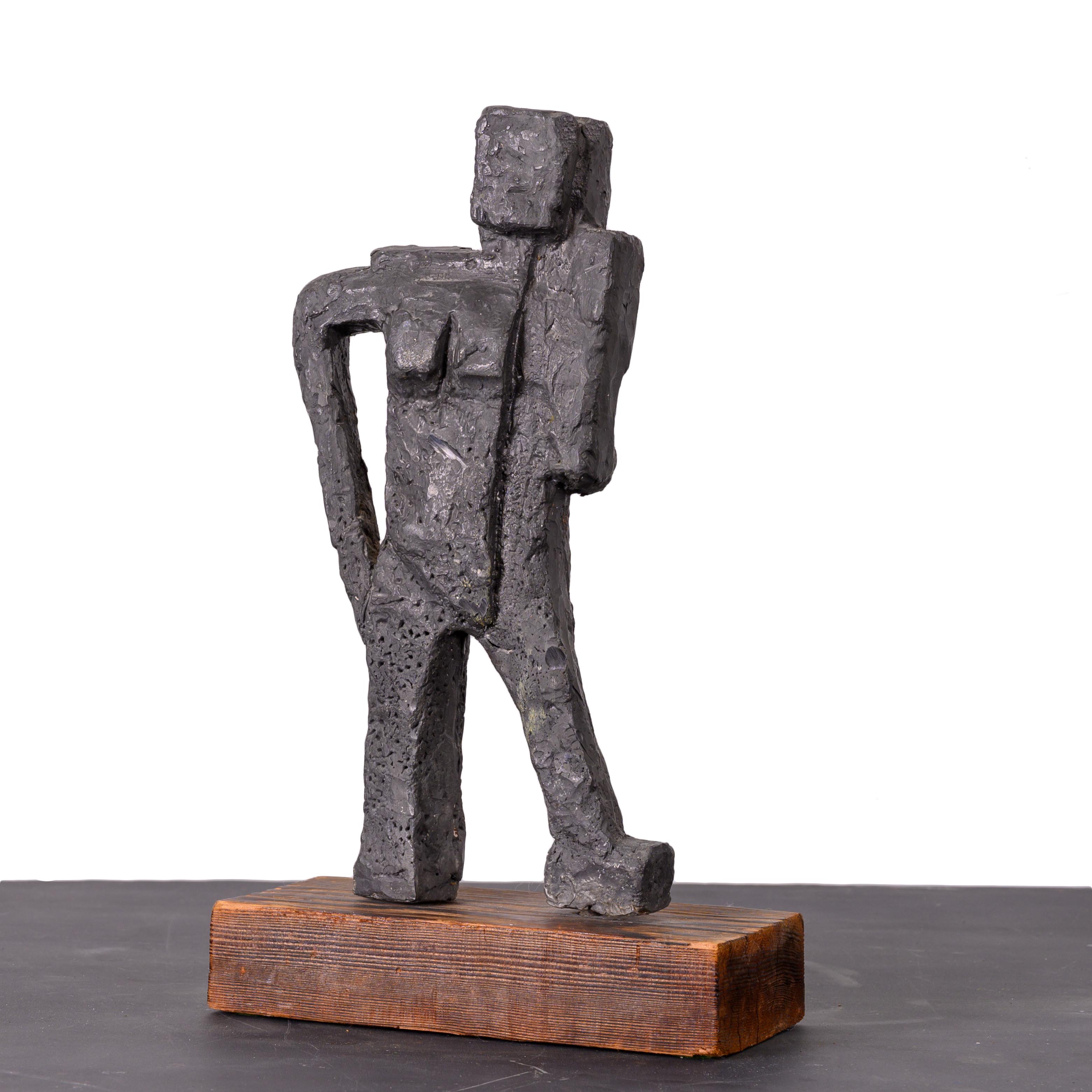 Brutalist Lead Figural Sculpture For Sale 1