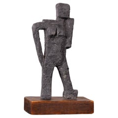 Sculpture figurative brutaliste au plomb