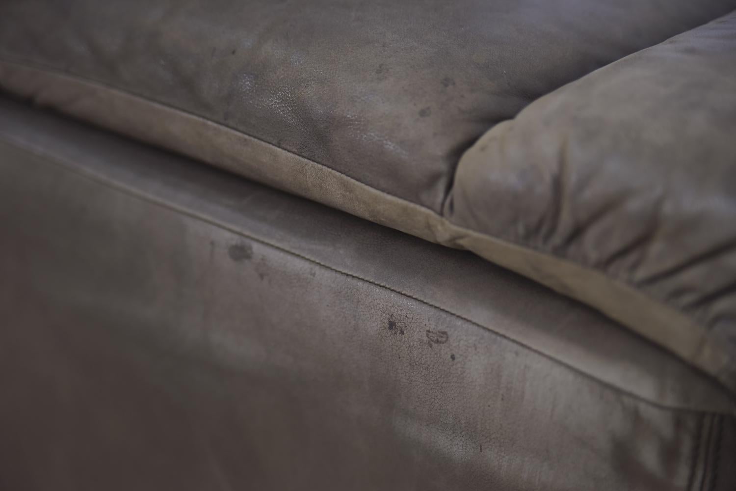 Vintage Brutalist Brown Leather Modular Corner Sofa by  Musterring International 7