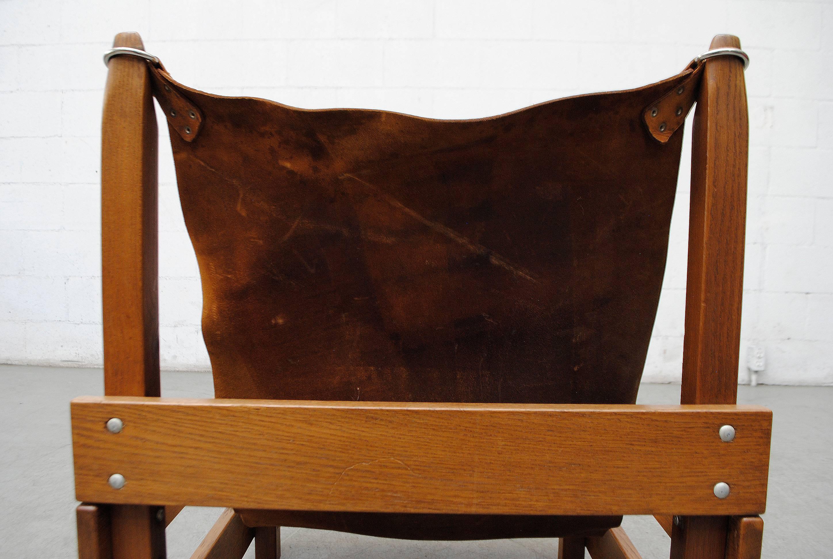 Brutalist Leather Safari Chair 5
