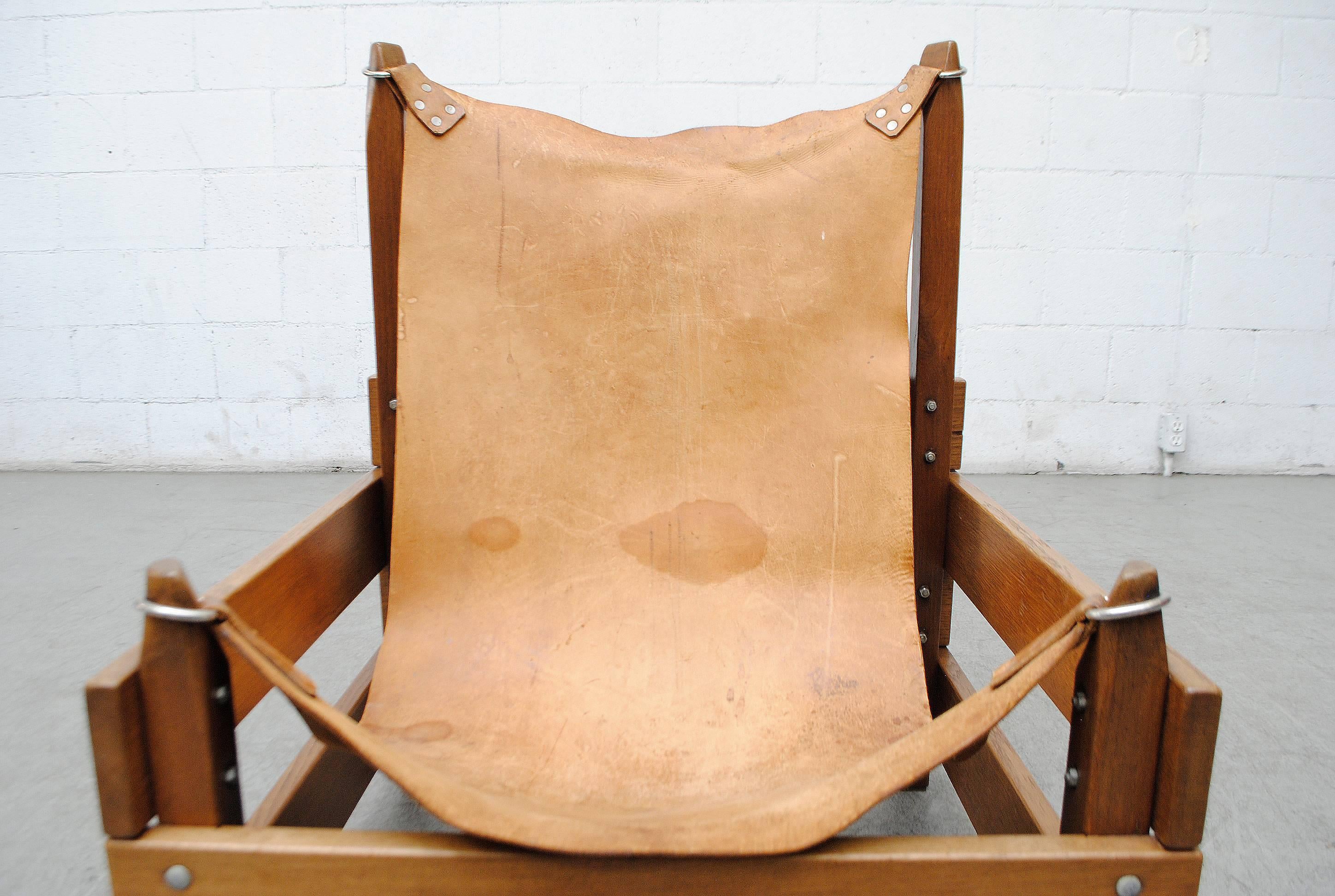 Brutalist Leather Safari Chair 1
