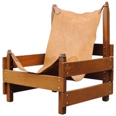 Brutalist Leather Safari Chair