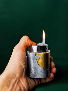 Brutalistisches Feuerzeug von Art3, Messing und Aluminium, 1970, Spanien