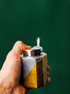Brutalist lighter by Leopold, Bronze and aluminum, 1970, Spain