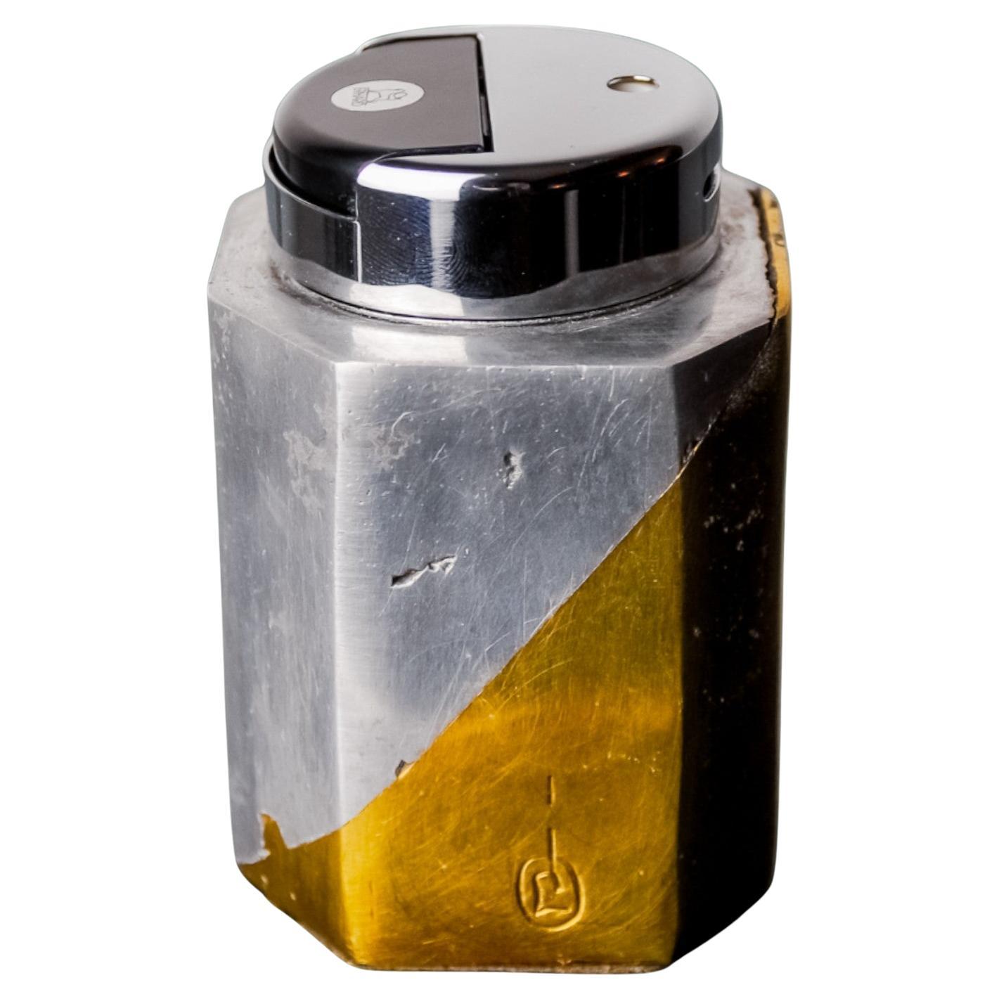 Brutalist lighter by Leopold, Bronze and aluminum, 1970, Spain For Sale