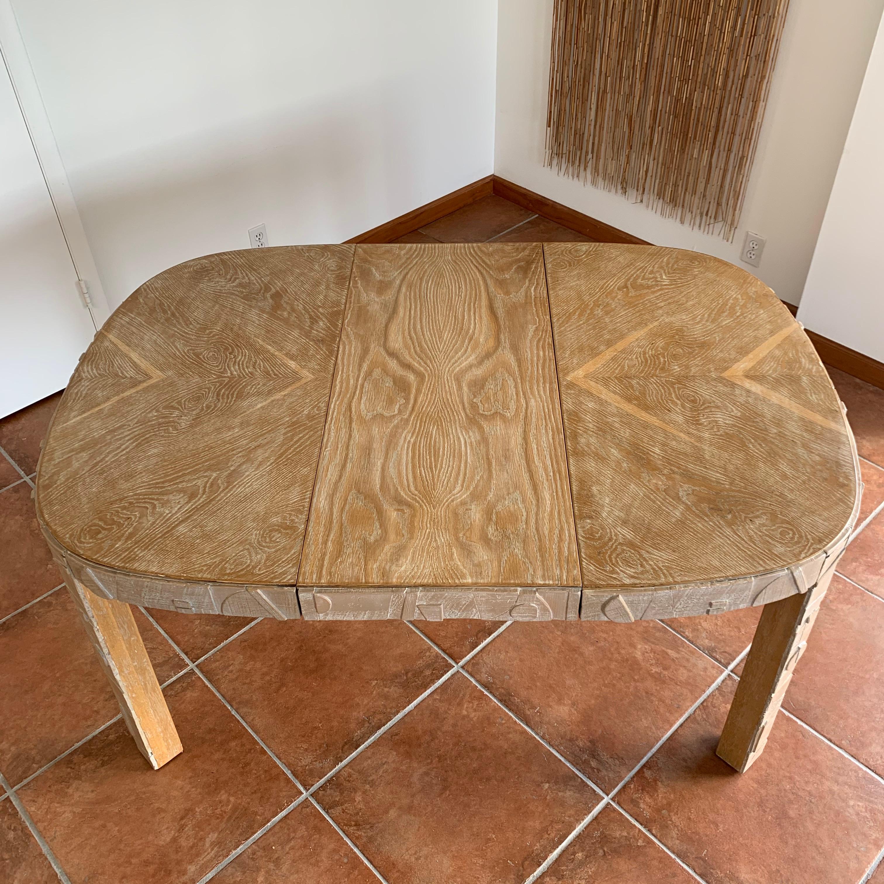 Brutalist Limed and Cerused Oak Dining Table by Lane, 1960s 1