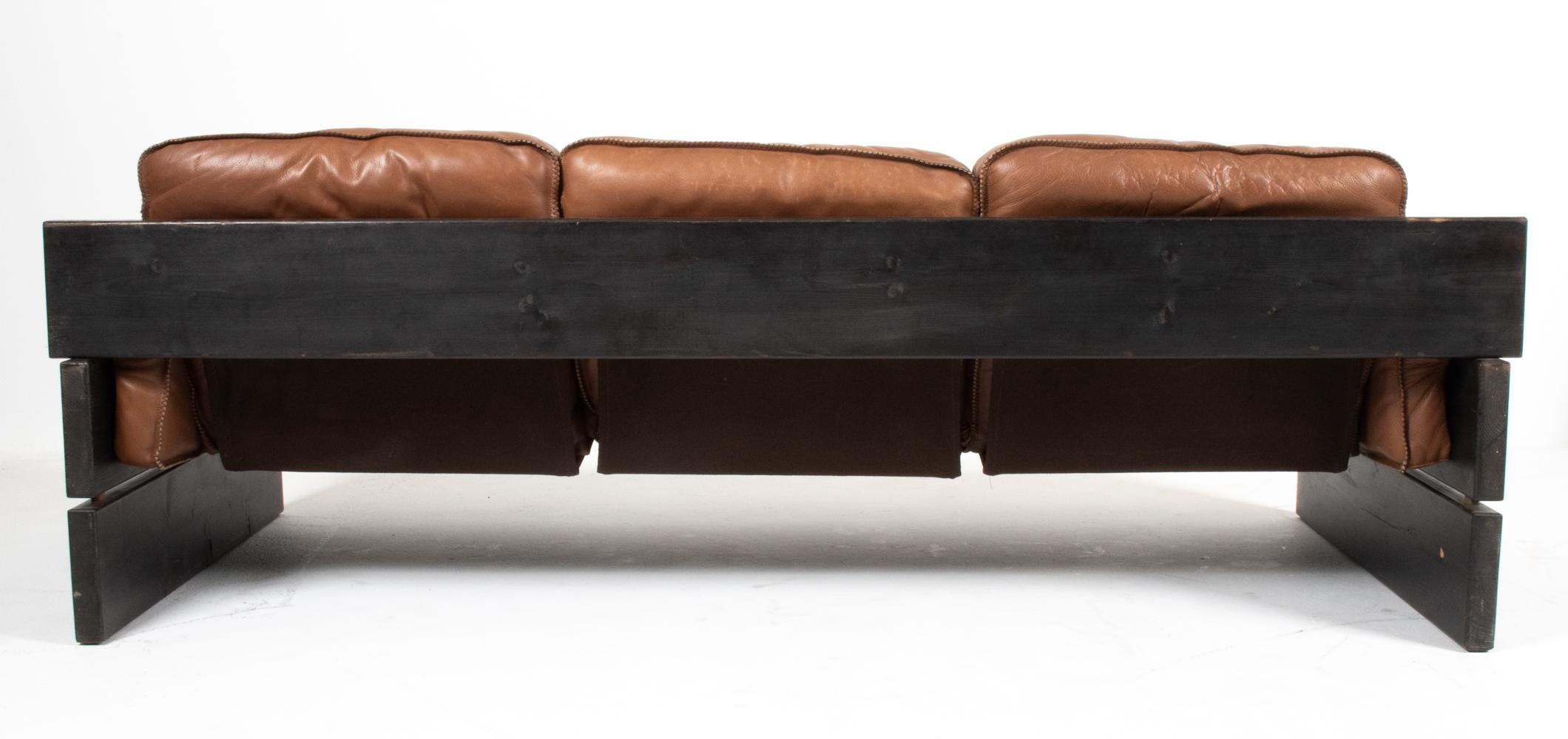 Brutalist Living Room Suite in Pine and Leather, C. 1970s 4