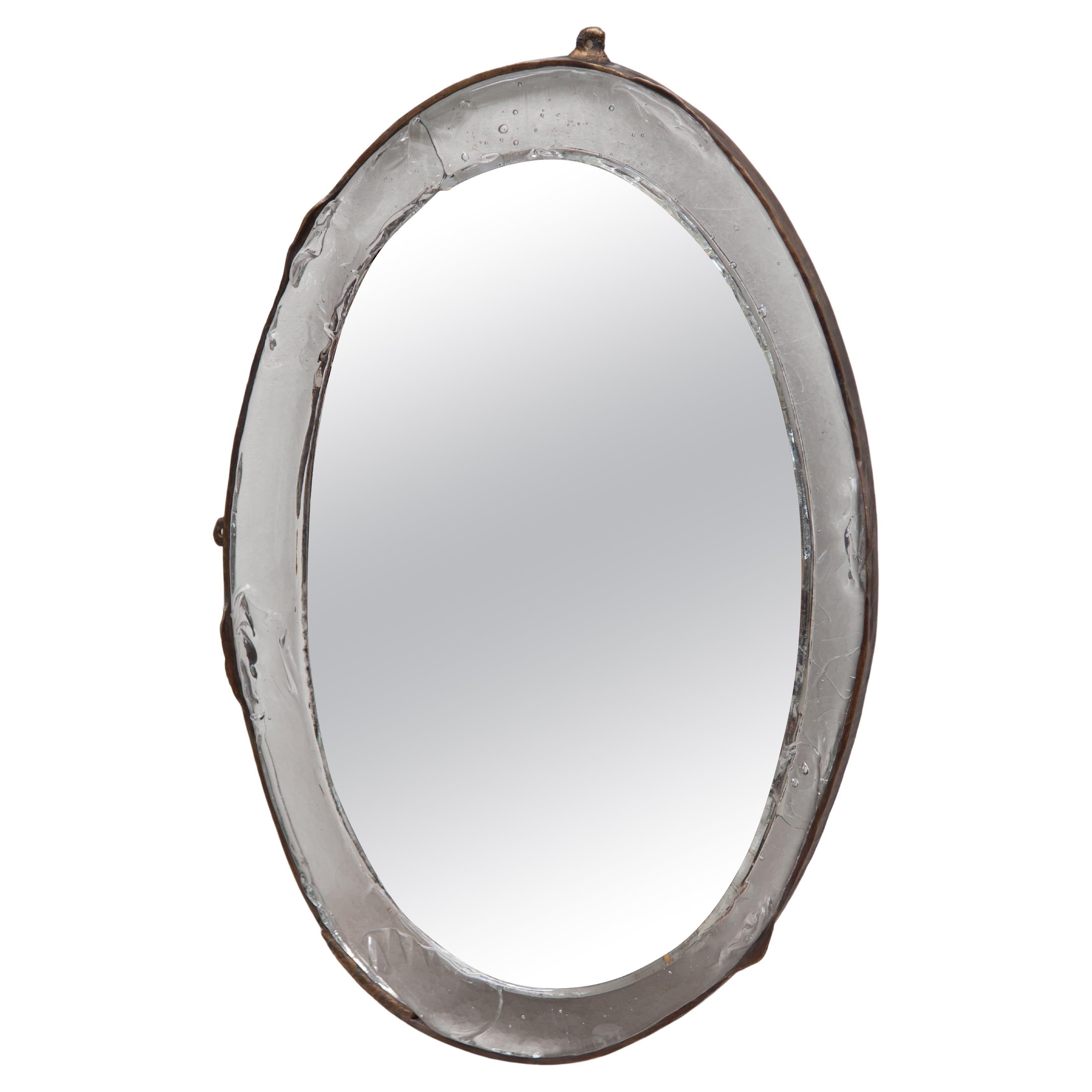 Brutalist Lothar Klute Wall Mounted Mirror and Bronze, 1980s For Sale