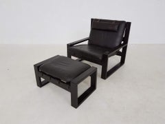 Brutalist Lounge Chair and Ottoman by Sonja Wasseur, Dutch Design, 1970s