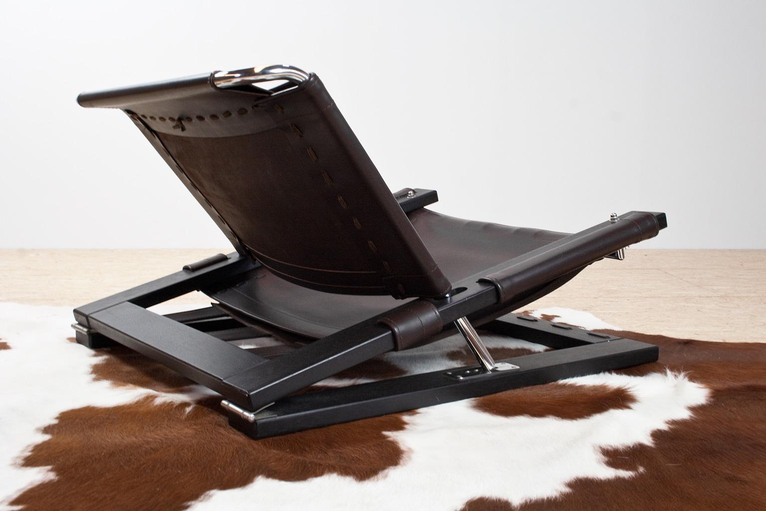Dutch Brutalist Lounge Chair in Brown Leather by Sonja Wasseur, the Netherlands, 1970 For Sale