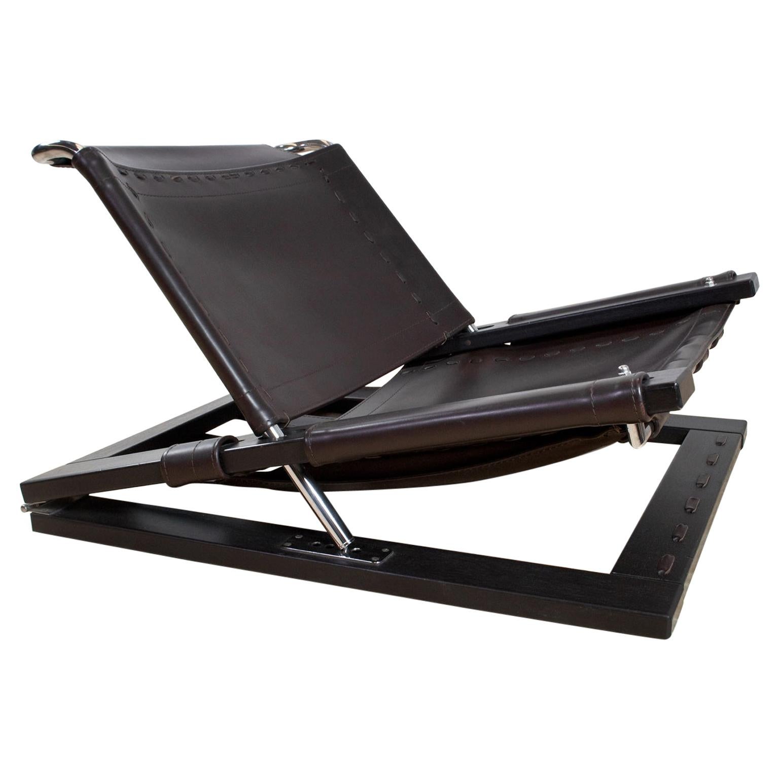 Brutalist Lounge Chair in Brown Leather by Sonja Wasseur, the Netherlands, 1970 For Sale